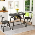 thumbnail image 1 of Small Dining Table Sets for 2, Kitchen Dining Set Table and 2 Chairs with Metal Frame and Wine Rack, Compact Space Industrial Breakfast Nook Dining Set for Apartment Kitchen, JA1554, 1 of 9