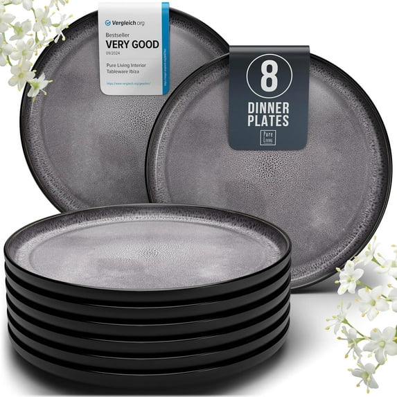 Small Dinner Plates Set of 4, 7.5" Stoneware Salad and Dessert Plates, Stylish Ceramic, Dishwasher and Microwave Safe, Dark Petrol Blue
