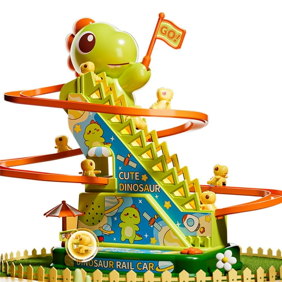 Small Dinosaur Climbing Slide Stair Toy for Toddlers 3-5 - Electric Dinosaur Race Tracks Slide Toy with Light and Music, Toddler Toys Birthday Gifts for 3 4 5 Years Old Boys Girls