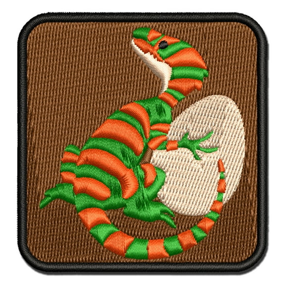 Small Dinosaur with Egg Applique Multi-Color Embroidered Iron-On Patch - 3.5 Inch Large
