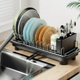 thumbnail image 1 of Small Dish Drying Rack, Compact Dish Drainer for Kitchen Counter, with Adjustable Back Slots, 1 of 5