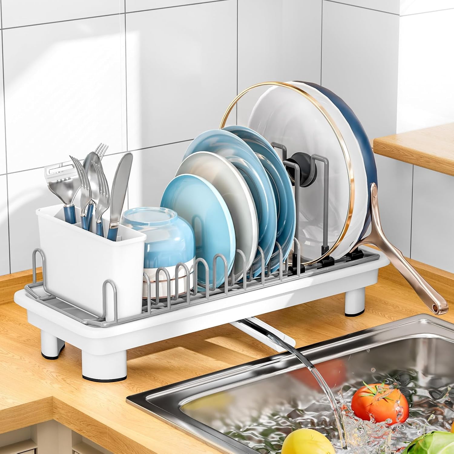 Small Dish Drying Rack, Compact Dish Rack for Kitchen Counter with ...