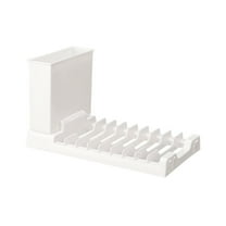 Small Dish Drying Rack - Compact Dish Rack for Kitchen Counter with Silicone Dish Drying Mat, Stainless Steel Dish Drainer with a Cutlery Holder, for Kitchen Sink Cabinet, Space Saving Plate Rack