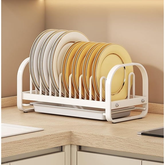 Small Dish Drying Rack, Dish Drying Rack, Kitchen Compact Dish Rack with Plastics Dish Drain Tray, Multifunctional Cabinet Organizer,White,Bowl Rack