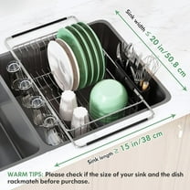 Small Dish Drying Rack in Sink with Utensil Holder, Stainless Steel Dish Rack for Kitchen