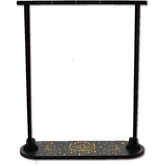 Small Display Shelf Lotus Moon Wooden Holder Stand Divination Pendulum Storage Rack Chain Magical Stuff for Hanging Crystals Stone Necklace Tabletop Decor 9.8x3.1Inch for DIY