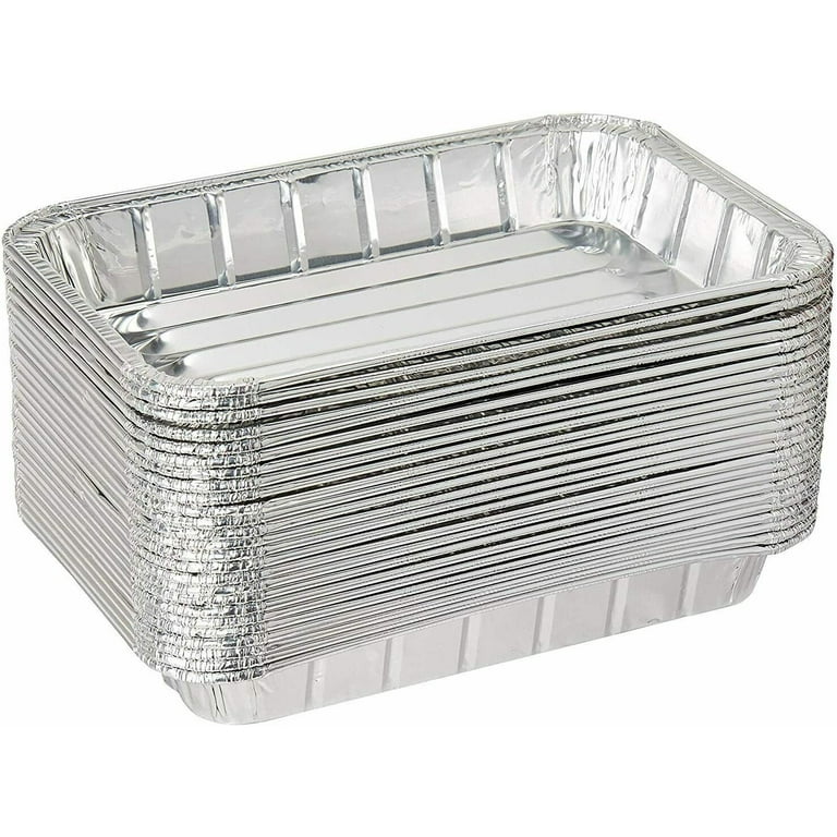 Small Disposable 8.75 inch x 6.25 inch Aluminum Broiler Pan - for Baking, BBQ & Grill Trays 10 Pack, Size: One size, Silver
