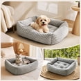 thumbnail image 1 of Small Dog Bed Raised Edges Non-Slip Plush Calming Cushion Light Gray 50x45x15cm, 1 of 7