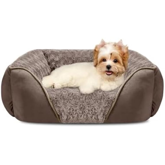 Small Dog Bed Rectangle Washable Orthopedic Soft Calming Sleeping Durable Pet Cuddler with Anti-Slip Bottom