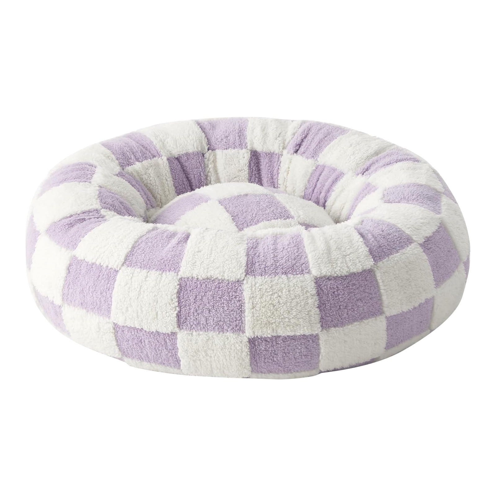 Small Dog Bed, Round Cozy Design With Checkered Pattern, 50*50*18Cm Size, Orthopedic Support For Small Dogs, Easy To Clean, Perfect For Small Living Spaces