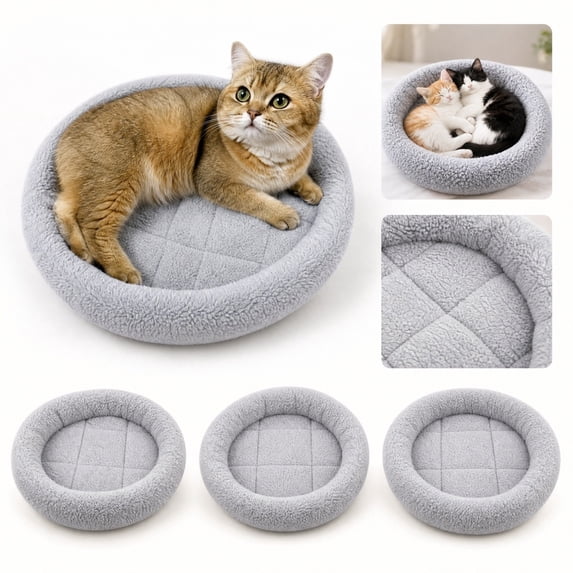 Small Dog Bed Washable 12 Inch Donut Bed for Dogs Calming Dog Bed with Sides Anti Relaxation Dog Bed Orthopedic Cushion for Pets Light Gray, 1 Pack