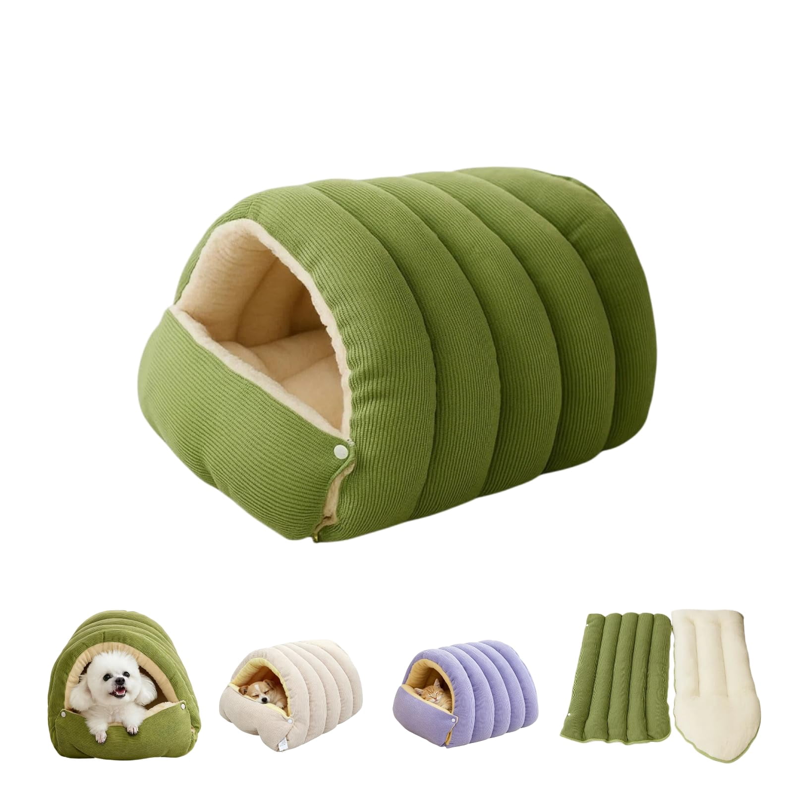 Small Dog Bed with Roof, 2-in-1 Cat Cave Bed with Washable Cushion ...