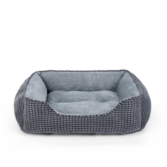 Small Dog Beds Washable, Puppy Beds for Small Dogs, Cat Beds for Indoor Cats, Rectangle Pet Beds with Anti Slip Bottom, Gray, 20"×19"×6"
