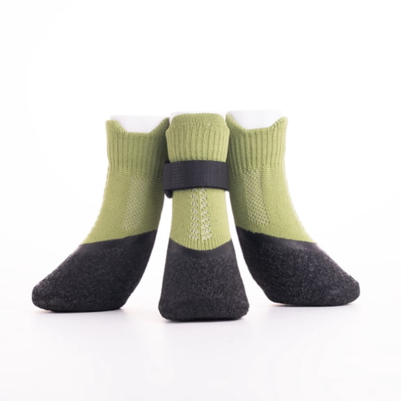 Small Dog Booties,4 Pack Anti Skid Paw Protectors for Outdoor Walking,Shields Paws from Heat, Cold, Salt, Dirt & Rough Terrain，Green