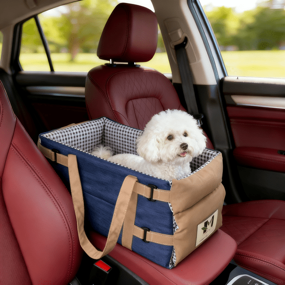 Small Dog Car Seat for Center Console, 3-in-1 Non-Slip Pet Travel Bed & Carrier, Portable Machine Washable Small Dog Car Seat Under 11lb