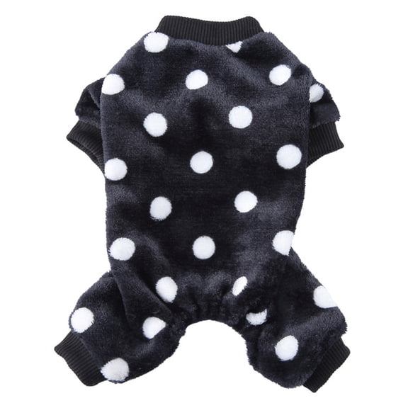 Small Dog Cat Fleece Pajamas Shirt, Cute Pet Onesie Pajamas Puppy Footie Jumpsuit Warm Sweater Clothes, Black, S-XL - XL