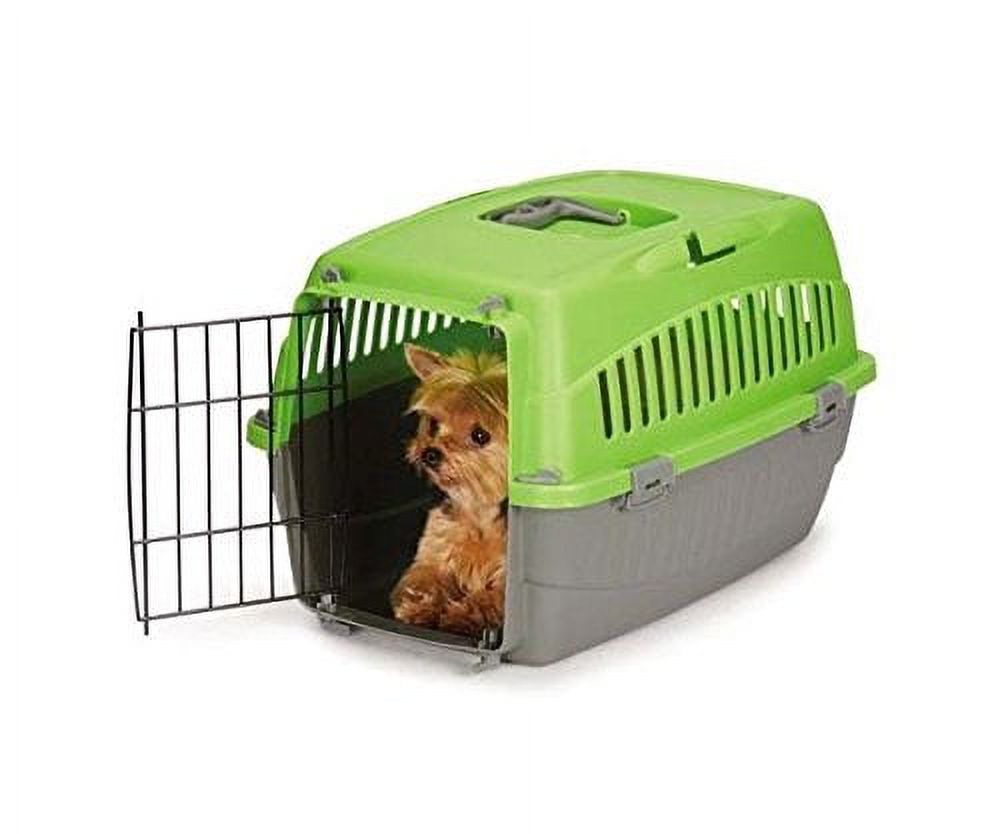 Small Dog Cat Pet Travel Crate Lightweight Pet Carrier Plastic & Wire Kennel Cab(Small Kiwi) - image 1 of 1