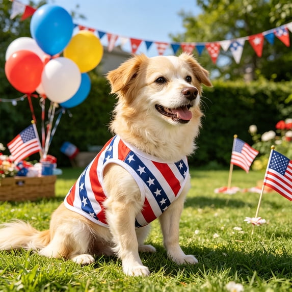 Small Dog and Cat Summer Tank Top, USA Independence Day Themed Pet Shirt, Breathable and Comfortable Pet Apparel for 11-15 lb Pets, Patriotic Holiday Outfit, Festive Pet Owner Gift