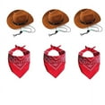 thumbnail image 1 of Small Dog Cat Western Costume Hat Bandana Set - Adjustable Mini Pet Dress Up Accessories, 1 of 19