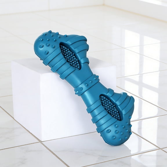 Small Dog Chew toys, 8 in Bone Shape, indestructible Dog toys, Anxiety Relief, Solo indoor Play, Blue, 1 Pc