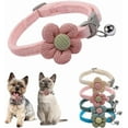 thumbnail image 1 of Small Dog Collar with Bell, Cat Collar with Flower & Bells Suede Girl Cute Fancy Puppy Collar with Bells for XXS XS Tiny Little Kitten Pet Female Dogs,Neck 8-12 Inch, 1 of 7