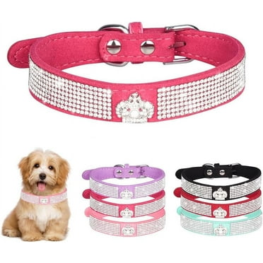 Small Dog Collar with Crown Rhinestone, Pretty Glitter Crystal Jewel Bling Sparkly Diamond Puppy Collars for XXS XS Small Medium Large Pet Girls Dogs Female Cats Kitten