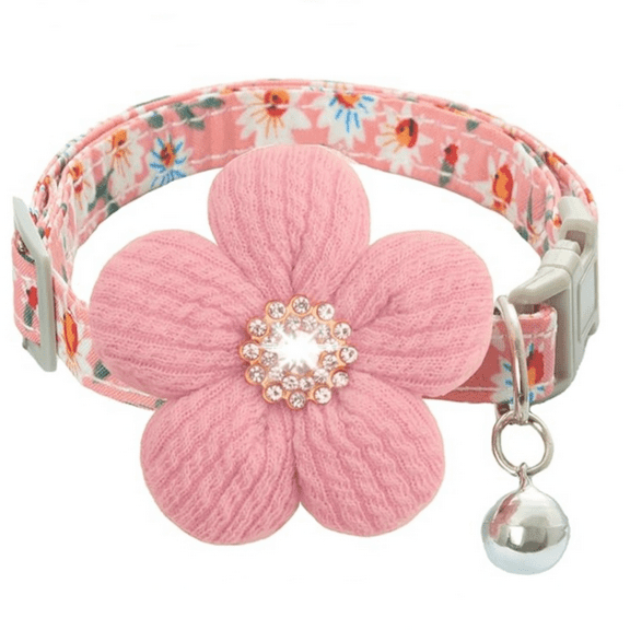 Small Dog Collar with Flower, Puppy Collar for Girl Dog Collars for Small Dogs Cute Dog Collar with Bell, Adjustable Length