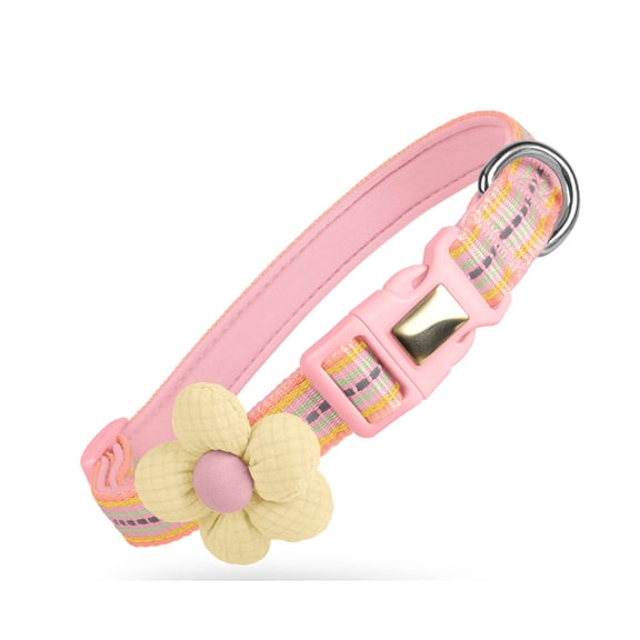 Small Dog Collar with Flower, Puppy Collars for Small Dogs Pet Collars with Bell Cute Girl Dog Collars Adjustable Pink Cat Collar for Little Cat Dog