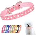 thumbnail image 1 of Small Dog Collars, Bling Diamond Pretty Crystal Sparkly Rhinestone Glitter Jewel Puppy Collar for XXS Xs Small Medium Pet Girl Cat Female Kitten, Pink XSmall, 1 of 7