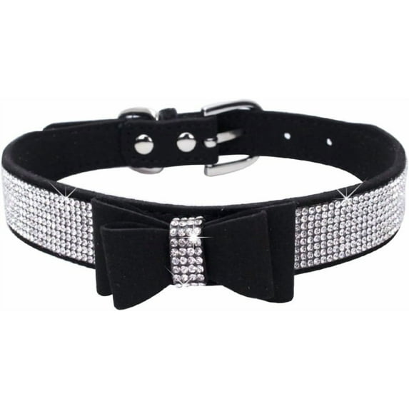 Small Dog Collars for Female Dogs, Cute Bling Rhinestone Crystal with Bow Tie Glitter Diamond Bowtie Puppy Collars for XXS XS Small Medium Large Pet Girls Dogs Cats