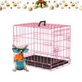 thumbnail image 1 of Small Dog Crate 18" Puppy Cage Dog Kennel Dog Cage Foldable Metal Wire Pet Cage with Handle Plastic Tray for Puppies （Pink）, 1 of 10
