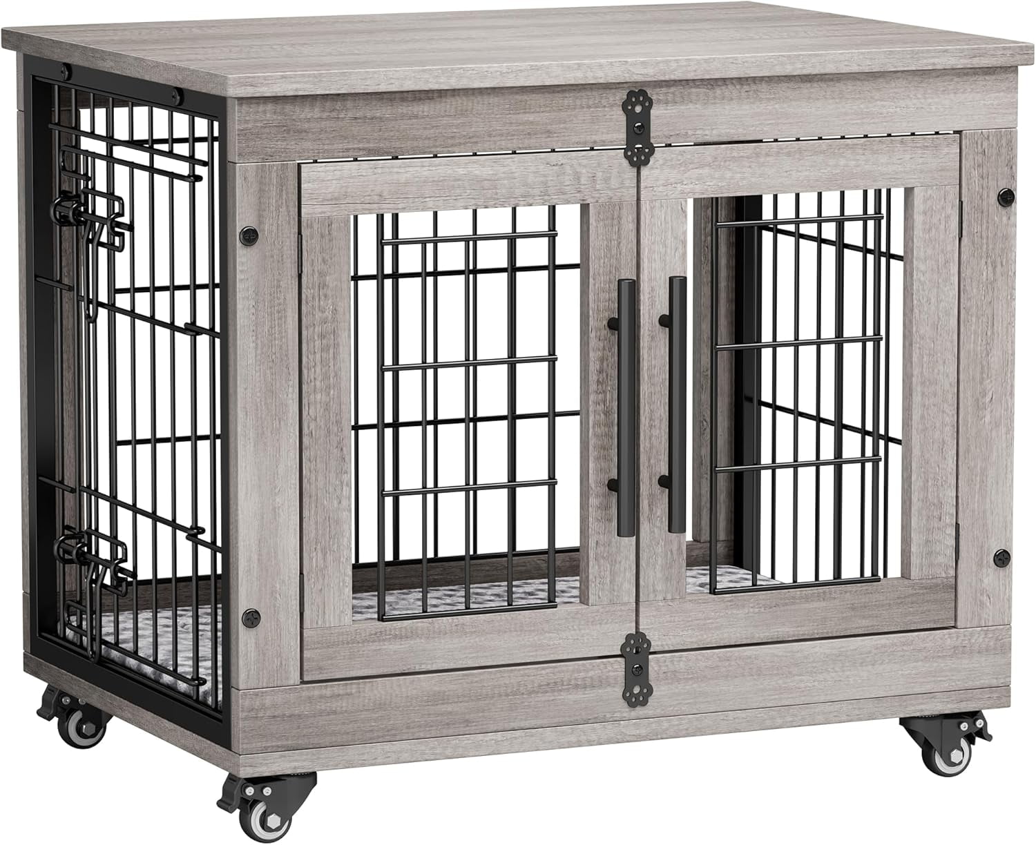 Small Dog Crate Furniture, Dog Kennel Indoor Double Doors Wooden Dog ... - Small Backyard Dog Crate