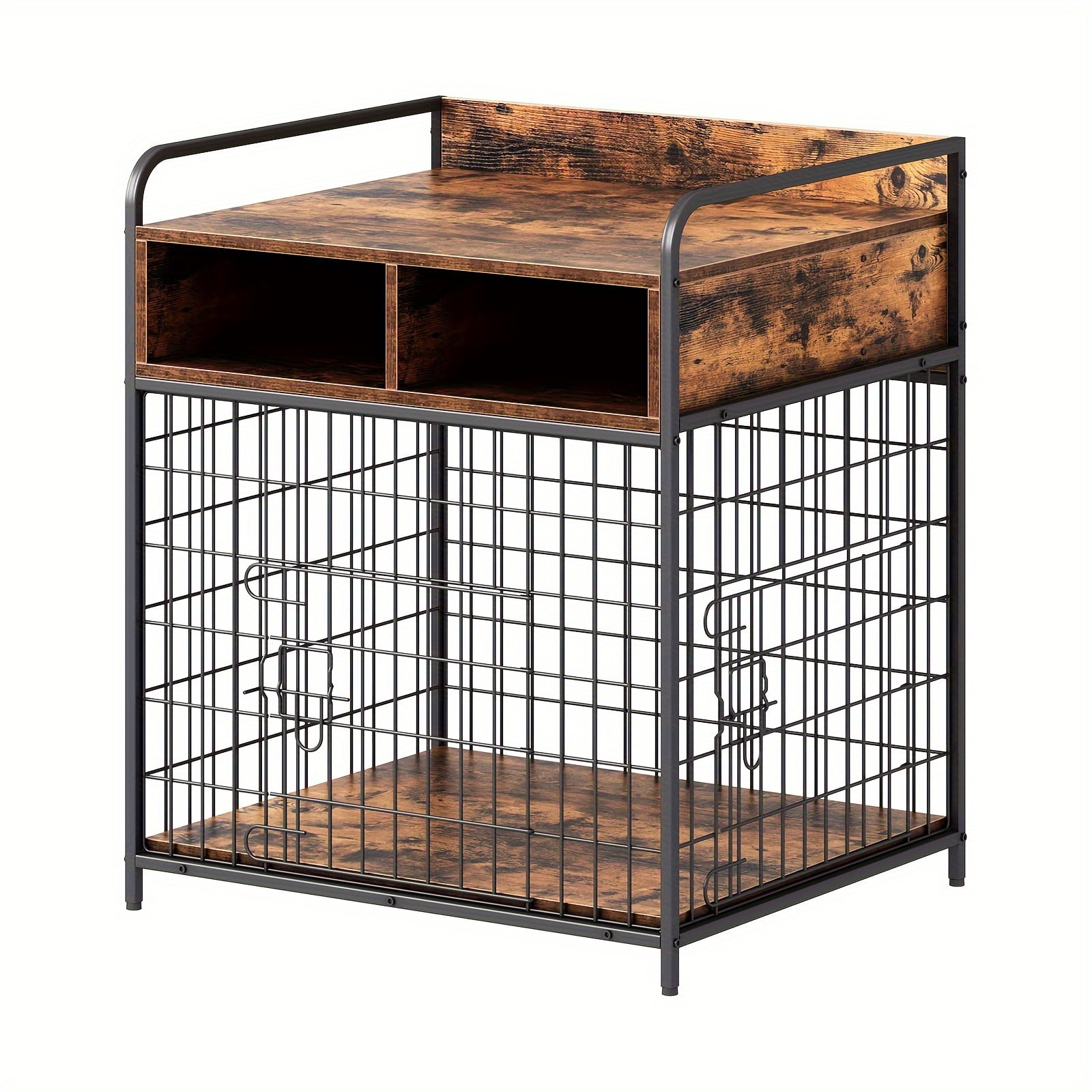Image showcasing Small Dog Crate Furniture - Sturdy Iron Kennel with Drawer Storage ...