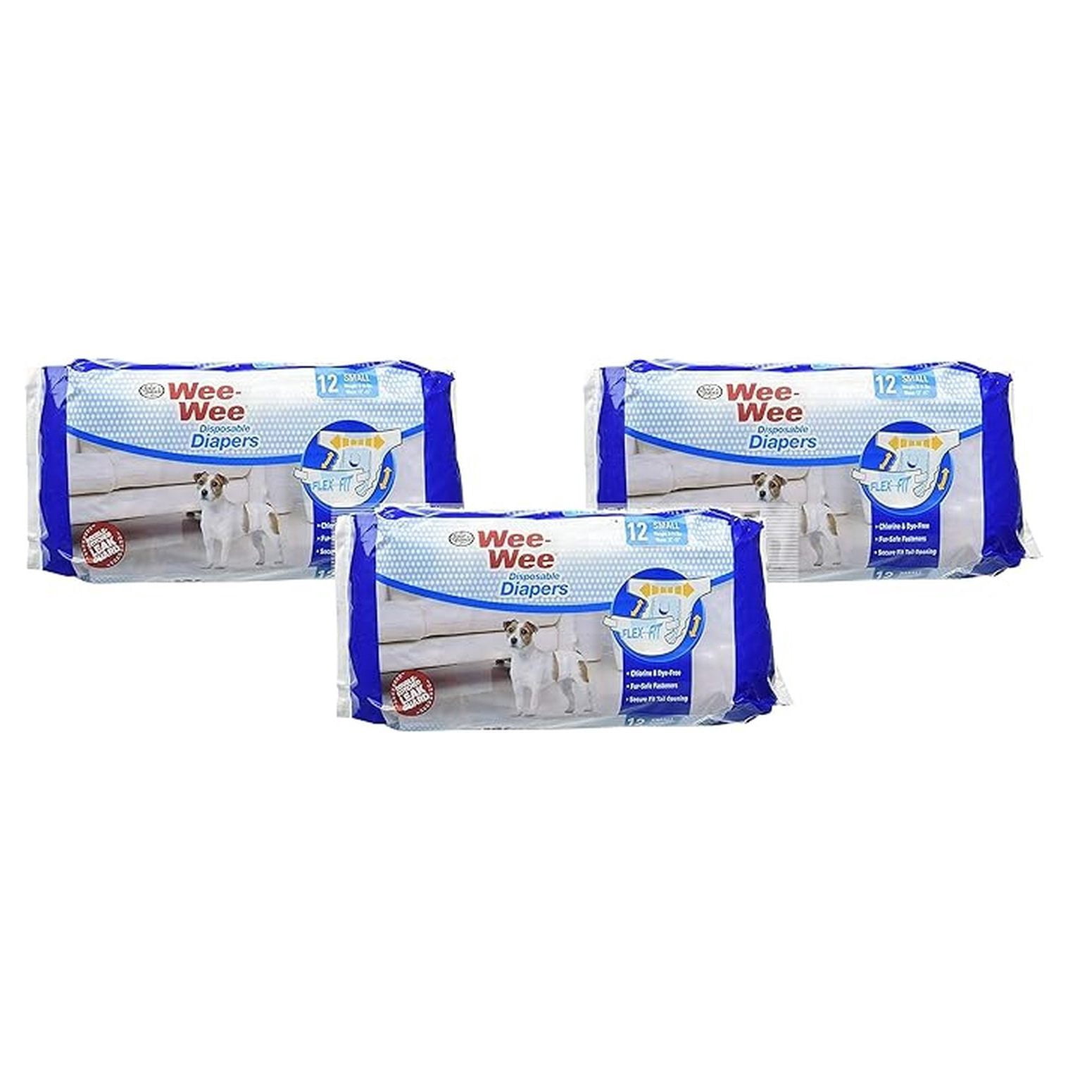 Small Dog Diapers (3 Pack) - Wee-Wee Disposable Male Dog Wraps - Waterproof Puppy Diapers for Marking, Excitement Urination, Incontinence - Adjustable & Comfortable Fit