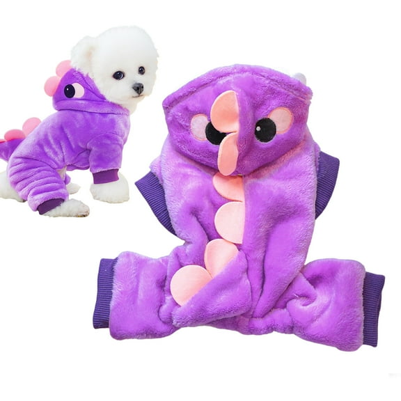 Small Dog Dinosaur Halloween Costume - Warm Fleece Hoodie with Thick Coat, Suitable for French Bulldog, Beagle, Labrador, Dachshund, Greyhound, Pitbull