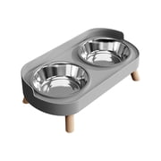 Small Dog Food and Water Bowl Set Stainless Steel Double Bowl, Non-Tip Elevated Cervical Protection, Stainless Steel Dog Water Bowl