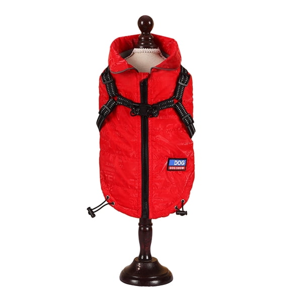 Small Dog Harness Jacket, Letters Pattern Reflective Dog Raincoat, Windproof Dog Cold Weather Coat, Pet Coat Vest for Small Dogs Puppy Red S