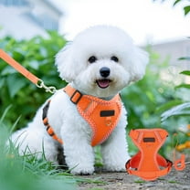 Small Dog Harness and Leash Set, Puppy Harness X-Frame No Pull No Choke, Dog Vest Harness Adjustable for Small Medium Sized Dogs, Pet Harness for Walking Outing(Orange)