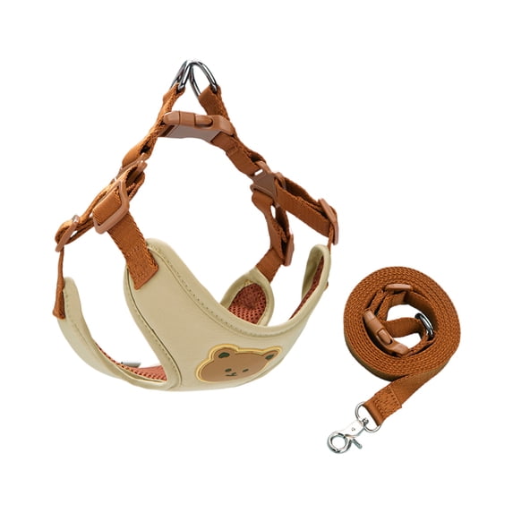 Small Dog Harness and Leash Set Mesh Dog Harness for Small Dogs Quick Release Buckle Puppy Harness Beige 1 Pack for Daily Walking Outdoor Travel