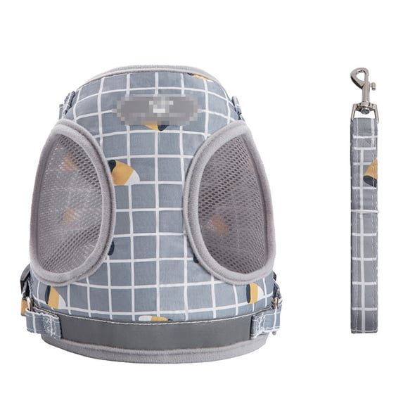 Small Dog Harness and Leash Set Reflective Dog Harness for Small Sized Dogs Breathable Mesh Grey Plaid Xs Vest Harness for Puppy Walking
