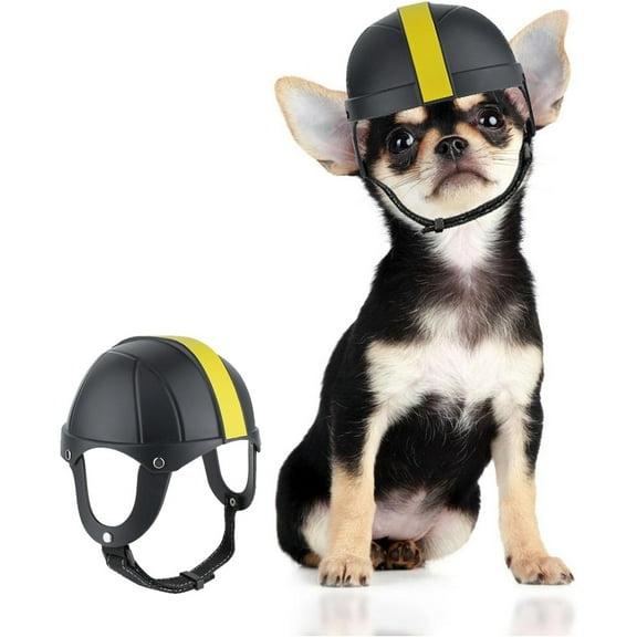 Small Dog Helmet with Ear Hole Adjustable Puppy Helmet Motorcycle Dog Helmet,S,Black