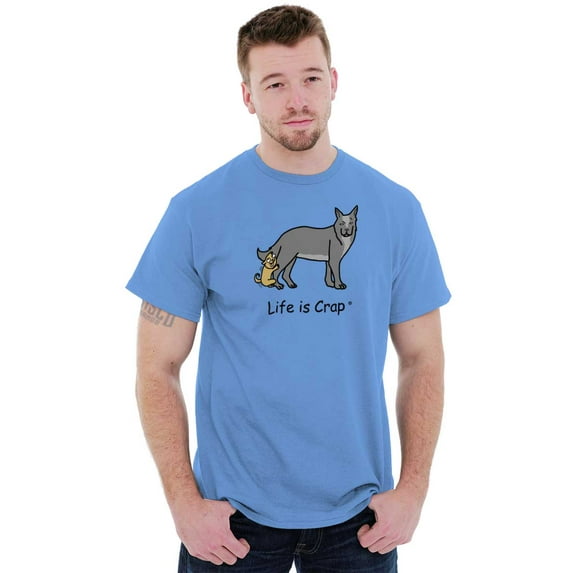 Small Dog Hump Big Funny Pet Owner Plus Size Crewneck Graphic Tee Shirt Brisco Brands 2X