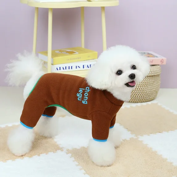 Small Dog Jumpsuit Rompers Winter Pet Clothes Pajamas Puppy Yorkshire Pomeranian Maltese Bichon Poodle Schnauzer Clothing Pants (brown,XL)