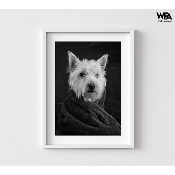 Small Dog Photography Print, Black and White Little Dog Art, Tiny Pet Portrait Print, Framed Canine Art, Framed Wall Art,Oversized Wall Art