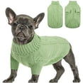 thumbnail image 1 of Small Dog Pullover Sweater, Cold Weather Cable Knitwear, Classic Turtleneck Thick Warm Clothes for Chihuahua, Bulldog, Dachshund, Pug, Yorkie (Green, Small), 1 of 7