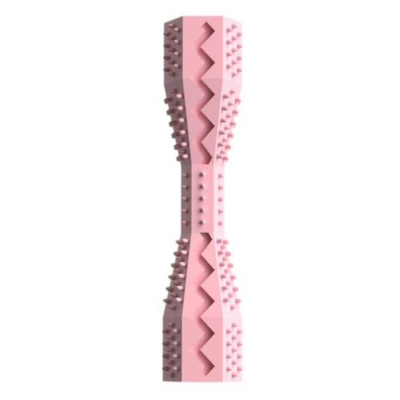 Small Dog & Puppy Pet Chew Toy – Soft TPR Teeth Cleaning Tool, Washable Interactive Toothbrush Toy (Blue/Light Yellow/Green) (Pink)