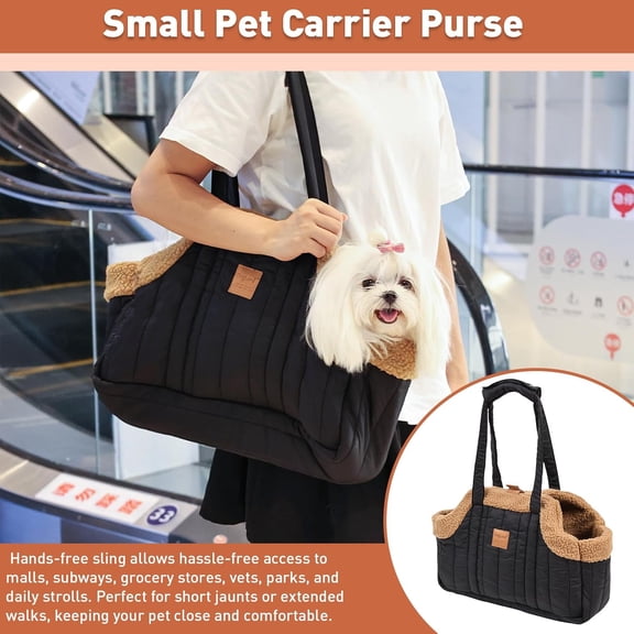 Small Dog Purse Winter Warm Dog Tote Bag With Secure Harness Clip For Puppy Water Proof Pet Travel Handbag For Shopping Hiking And Walking Puppy Accessories For Big Dogs