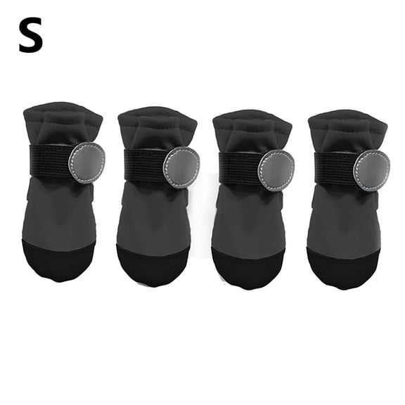 Small Dog Rain Boots Black Reflective, Waterproof Rubber Paw Protectors 4 Pack 1.4x1.6 Inch, Anti Traction, Winter Snow Shoes, Puppy Toy Poodle Walking, Mud Guard, Durable Footwear