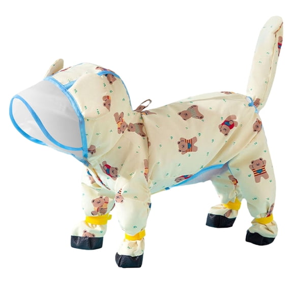 Small Dog Raincoat Hooded with D Ring Full Coverage Dog Rain Jacket Slicker Poncho Dog Rain Jacket with Reflective Strip Rainboot Yellow,XXL
