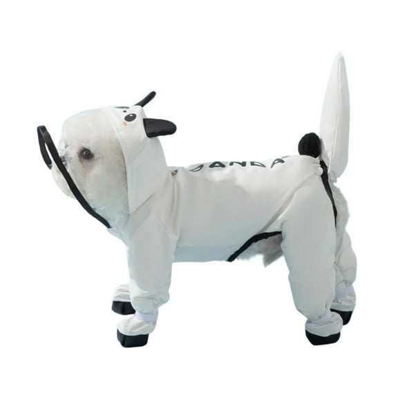 Small Dog Raincoat & Rain Shoes Set,Full-Coverage Reflective Dog Jacket with D-ring,Dog Raincoat with Rain Boots Set for Puppy Small Dogs Panda M